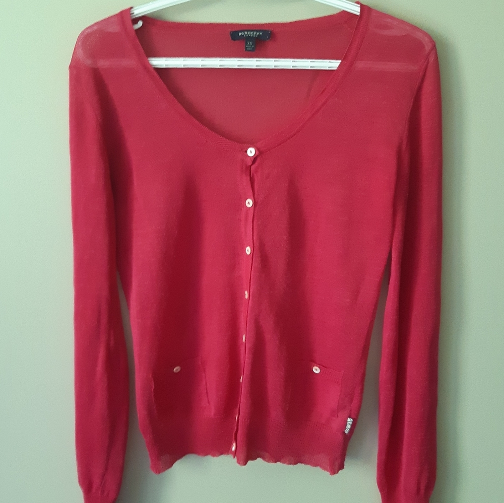 Authentic Burberry magenta pink twin set. 2 pc set cardigan + sleeveless top
